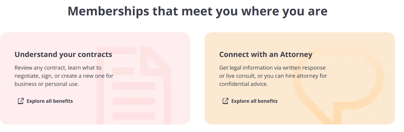 Rocket Lawyer membership options